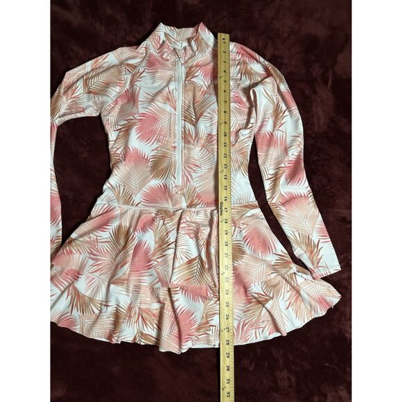 Women M Long Sleeve Rash Guard SwimDress Thumb Holes zippered with skirt/shorts - Picture 4 of 14